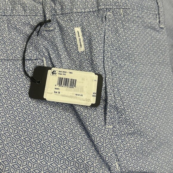 Armani Exchange A|X Men's Size 36 Blue Geometric Print 9" Inseam Chino Shorts - Picture 7 of 8